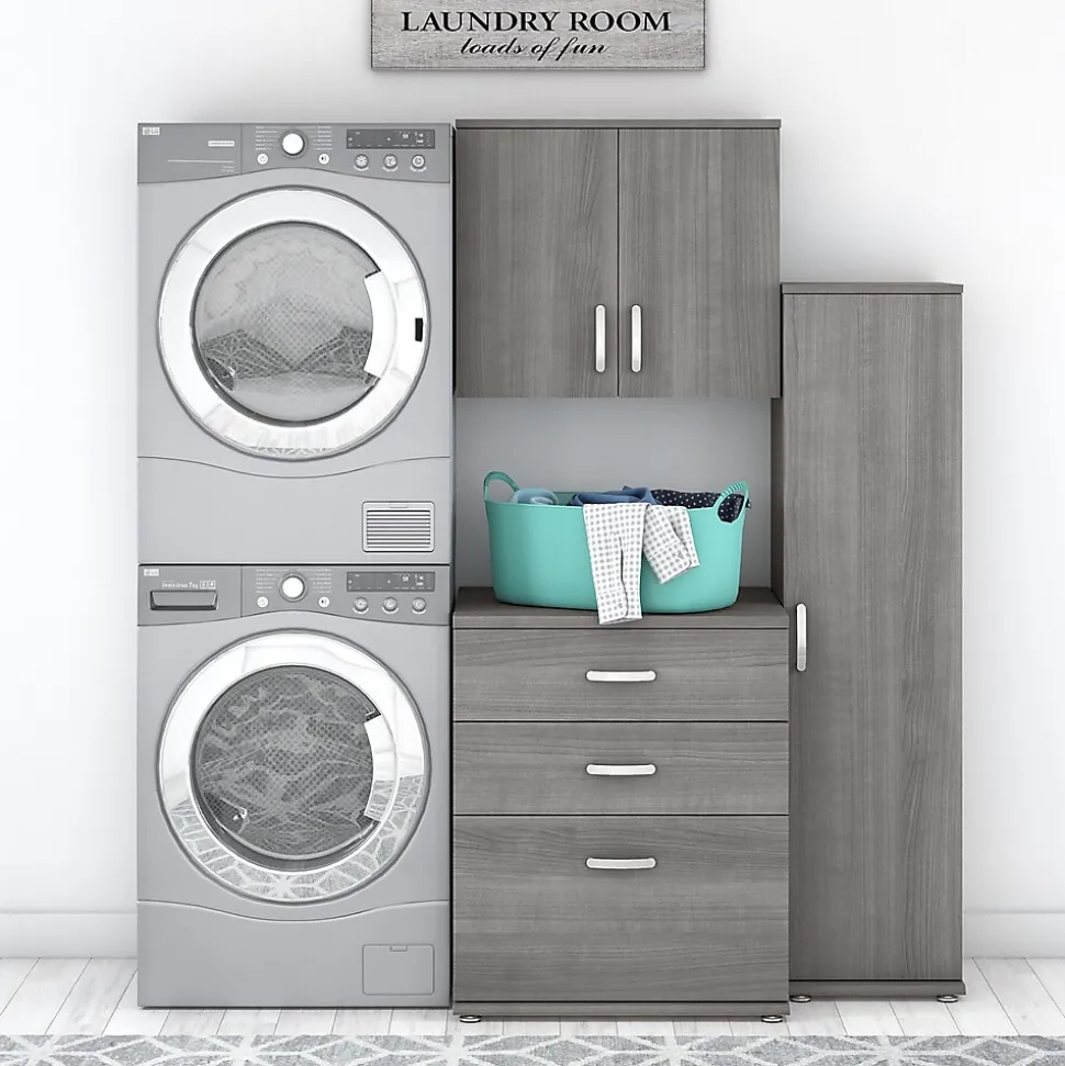 Bush Business Furniture Universal 62" 3-Piece Modular Storage Set with 5 Shelves, Platinum Gray (UNS005PG)