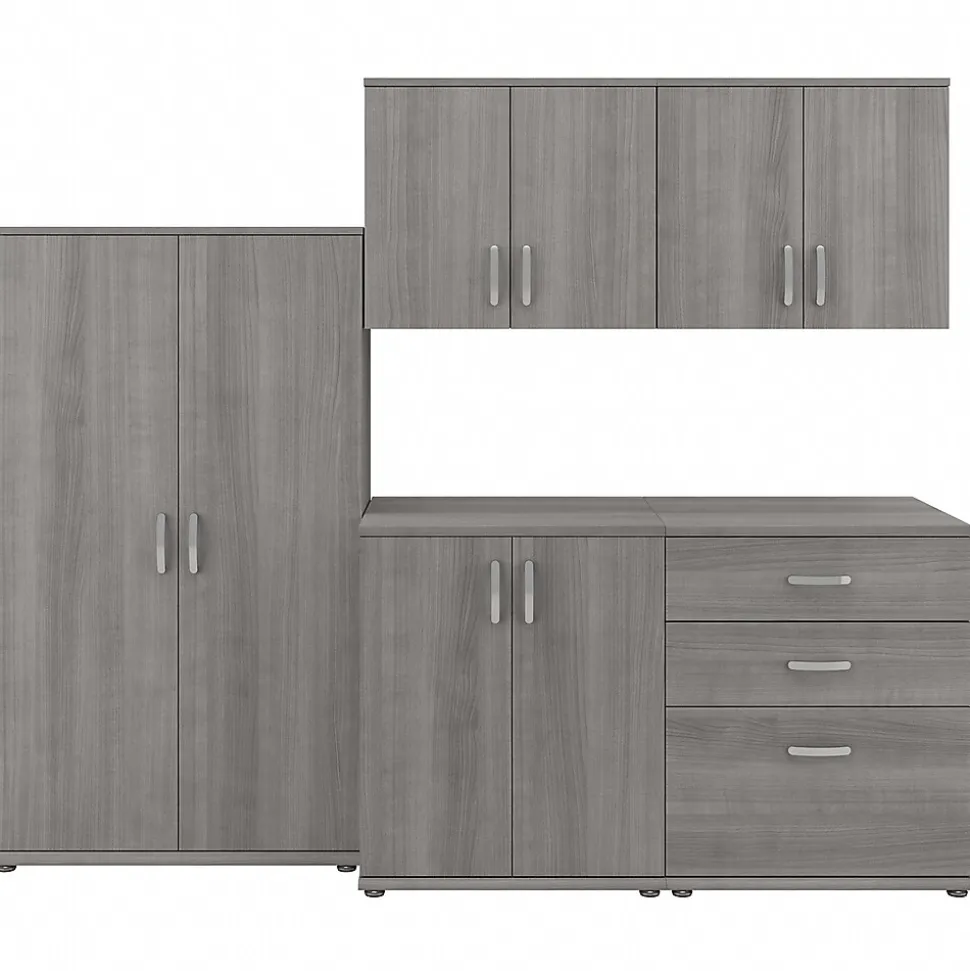 Bush Business Furniture Universal 62" 5-Piece Modular Storage Set with 11 Shelves, Platinum Gray (UNS003PG)