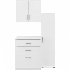 Bush Business Furniture Universal 62" 3-Piece Modular Storage Set with 5 Shelves, White (UNS005WH)