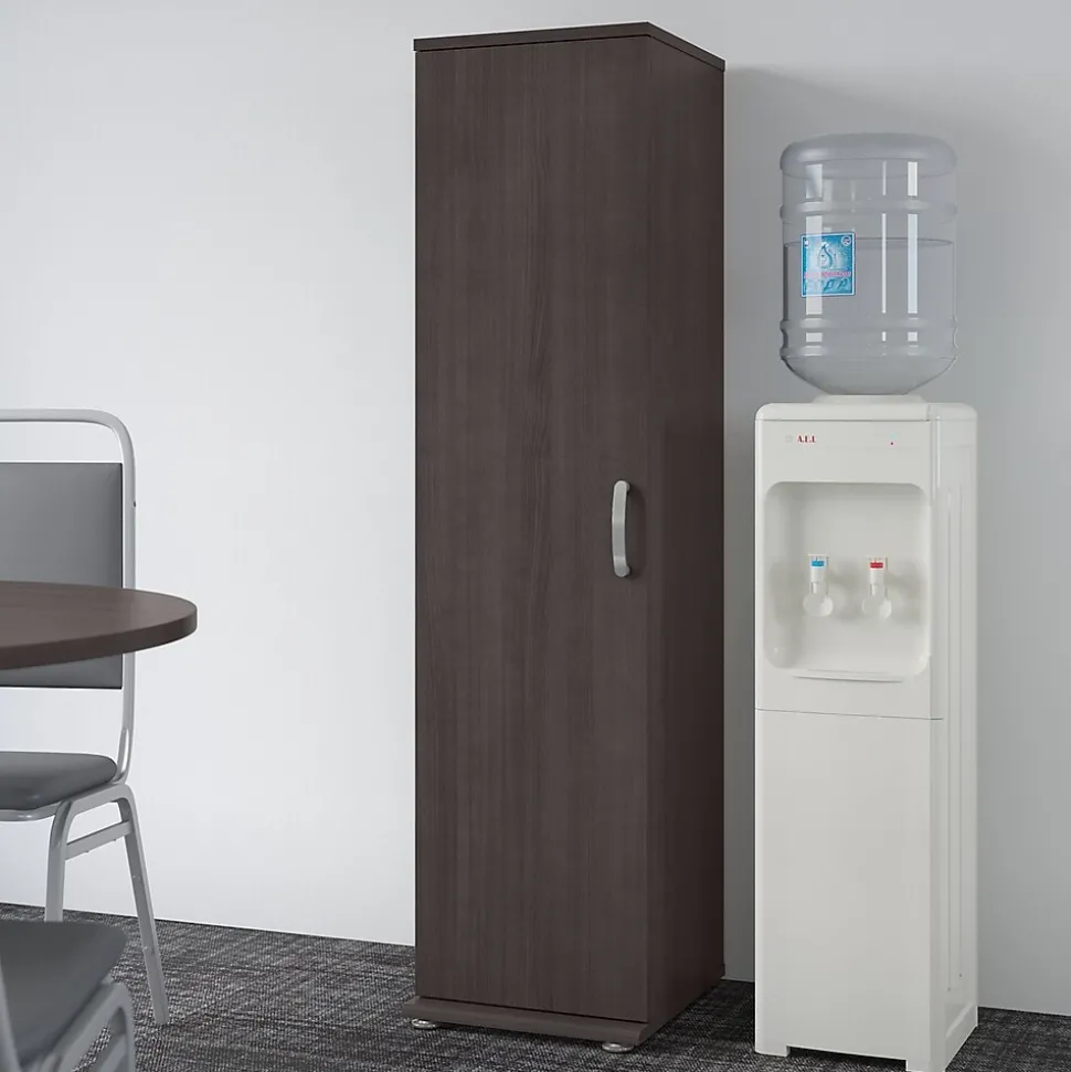 Bush Business Furniture Universal 62" Tall Narrow Storage Cabinet with Door and 3 Shelves, Storm Gray (UNS116SG)