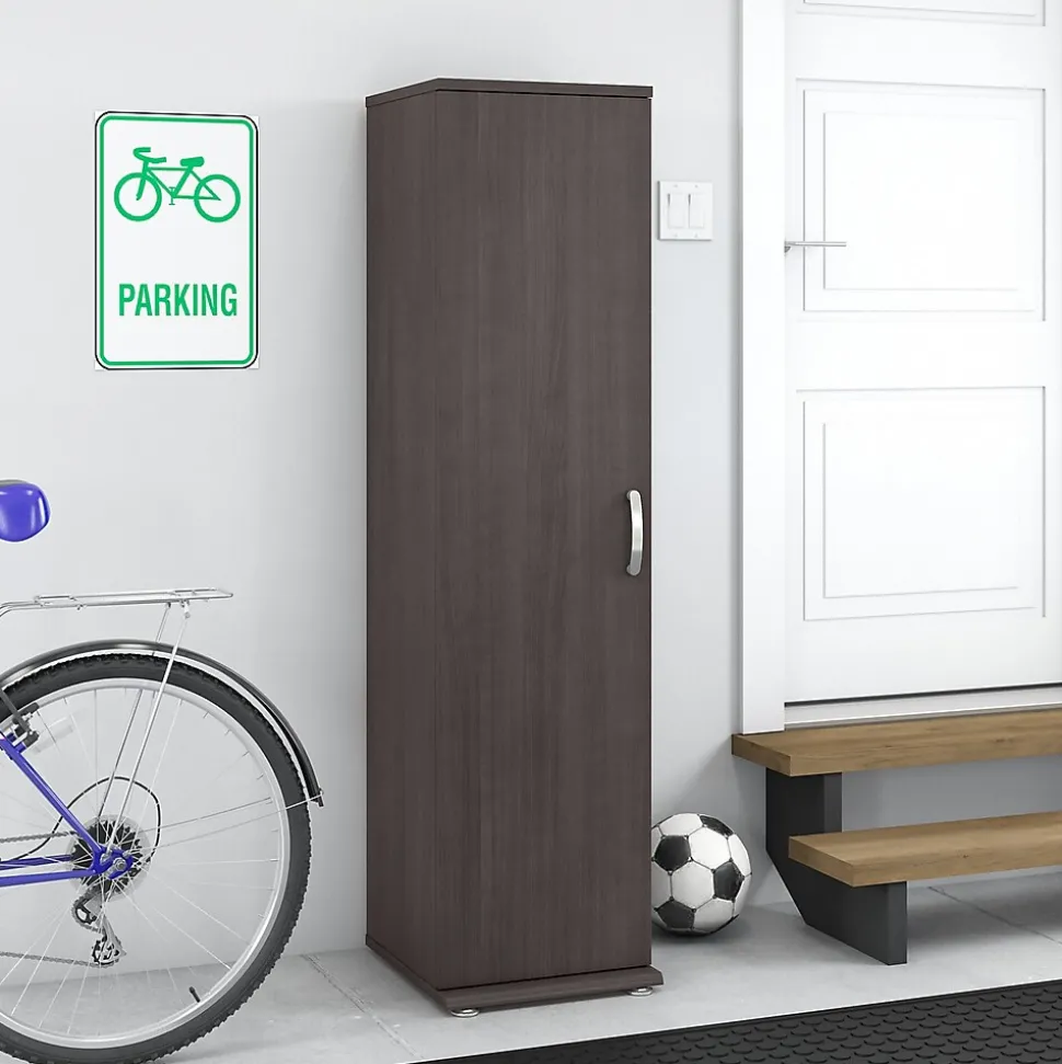 Bush Business Furniture Universal 62" Tall Narrow Storage Cabinet with Door and 3 Shelves, Storm Gray (UNS116SG)