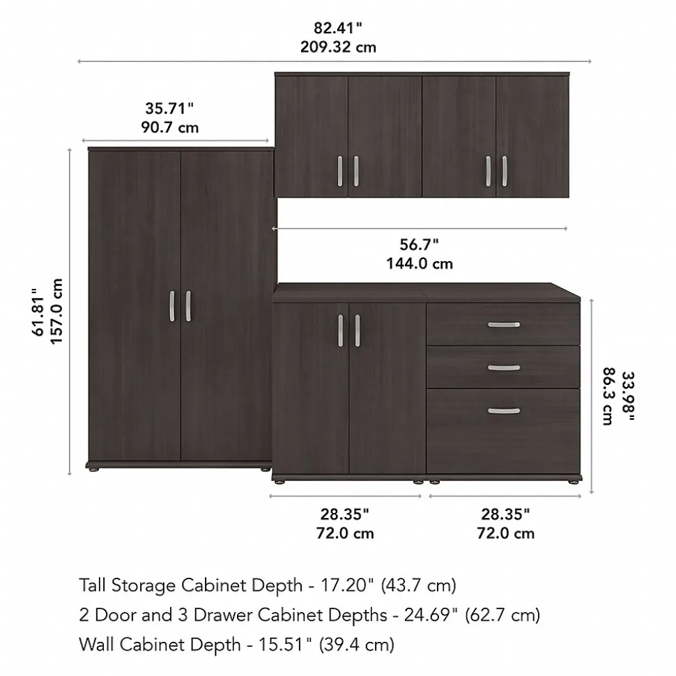 Bush Business Furniture Universal 62" 5-Piece Modular Storage Set with 11 Shelves, Storm Gray (UNS003SG)