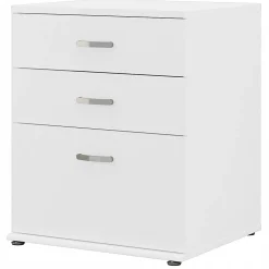 Bush Business Furniture Universal 34" Floor Storage Cabinet with 3 Drawers, White (UNS328WH)