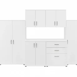 Bush Business Furniture Universal 62" 6-Piece Modular Storage Set with 14 Shelves, White (UNS002WH)