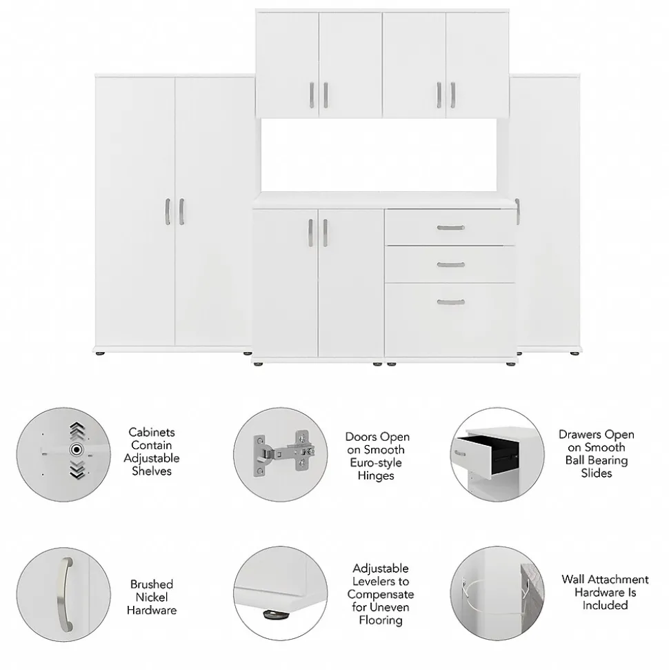 Bush Business Furniture Universal 62" 6-Piece Modular Storage Set with 14 Shelves, White (UNS002WH)