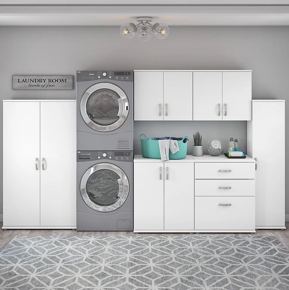 Bush Business Furniture Universal 62" 6-Piece Modular Storage Set with 14 Shelves, White (UNS002WH)