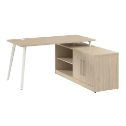 Bush Business Furniture Vista 60"W L Shaped Desk with Low Storage Cabinet, Natural Elm (VST006NE)