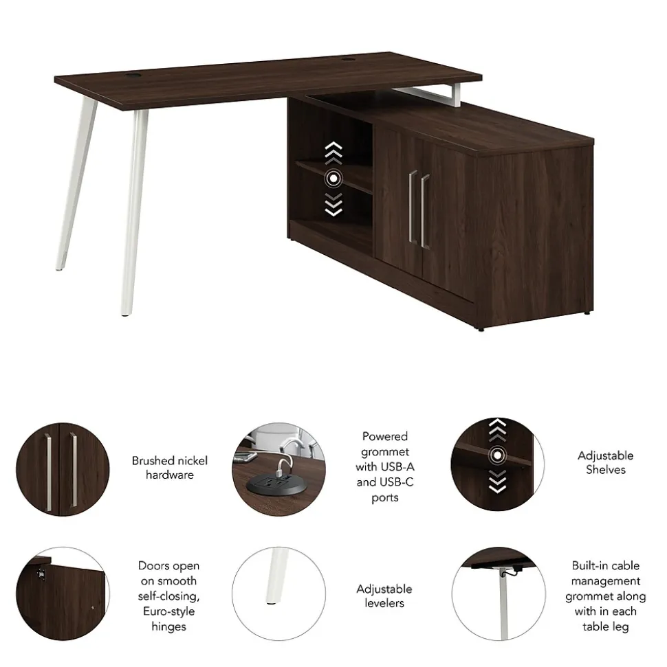 Bush Business Furniture Vista 60"W L Shaped Desk with Low Storage Cabinet, Black Walnut (VST006BW)