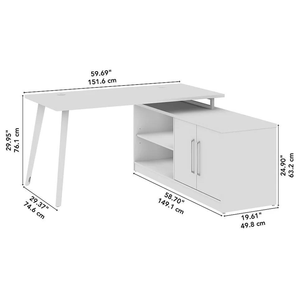 Bush Business Furniture Vista 60"W L Shaped Desk with Low Storage Cabinet, Black Walnut (VST006BW)