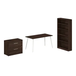 Bush Business Furniture Vista 60"W Desk with Lateral File Cabinet and Bookcase, Black Walnut (VST012BWSU)