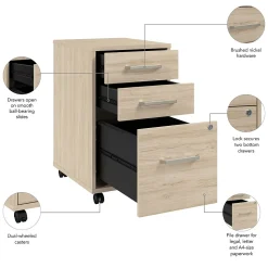 Bush Business Furniture Vista 3 Drawer File Cabinet, Natural Elm (VSF116NESU)