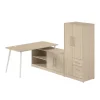Bush Business Furniture Vista 60"W L Shaped Desk with Low Storage Cabinet and Wardrobe, Natural Elm (VST010NE)