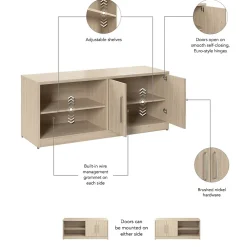 Bush Business Furniture Vista Low Storage Cabinet with Doors and Shelves, Natural Elm (VSS160NE)