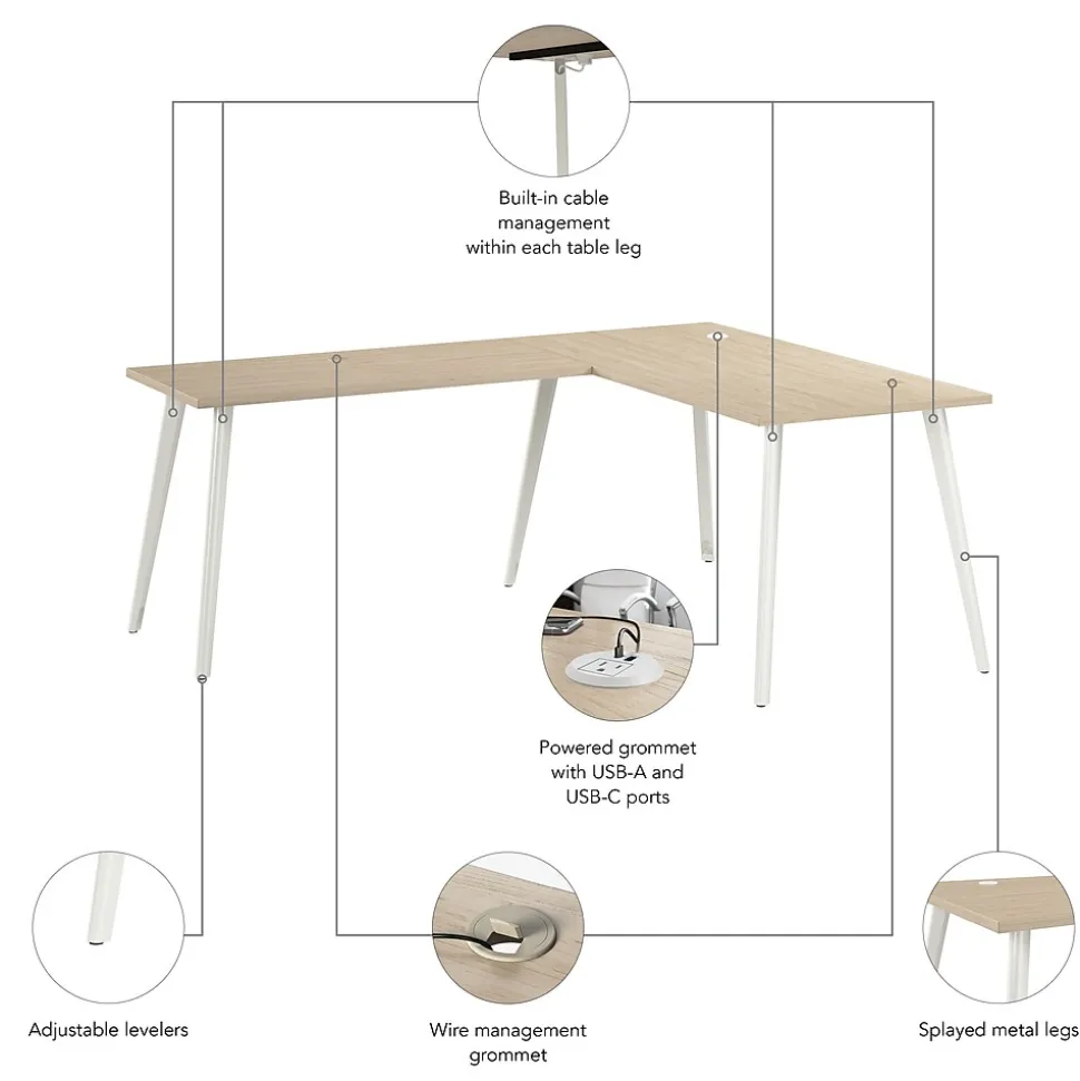 Bush Business Furniture Vista 60"W L Shaped Desk, Natural Elm (VST004NE)