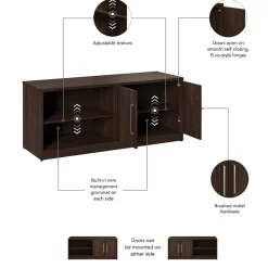 Bush Business Furniture Vista Low Storage Cabinet with Doors and Shelves, Black Walnut (VSS160BW)