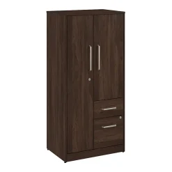 Bush Business Furniture Vista Wardrobe Cabinet with Drawers, Black Walnut (VSS130BWK)