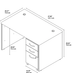 Bush Business Furniture Westfield 48W x 30D Office Desk w/ Mobile File Cabinet, Hansen Cherry (SRC048HCSU)