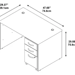 Bush Business Furniture Westfield 48W Desk with Pre-Assembled 3Dwr Mobile Pedestal, Mocha Cherry