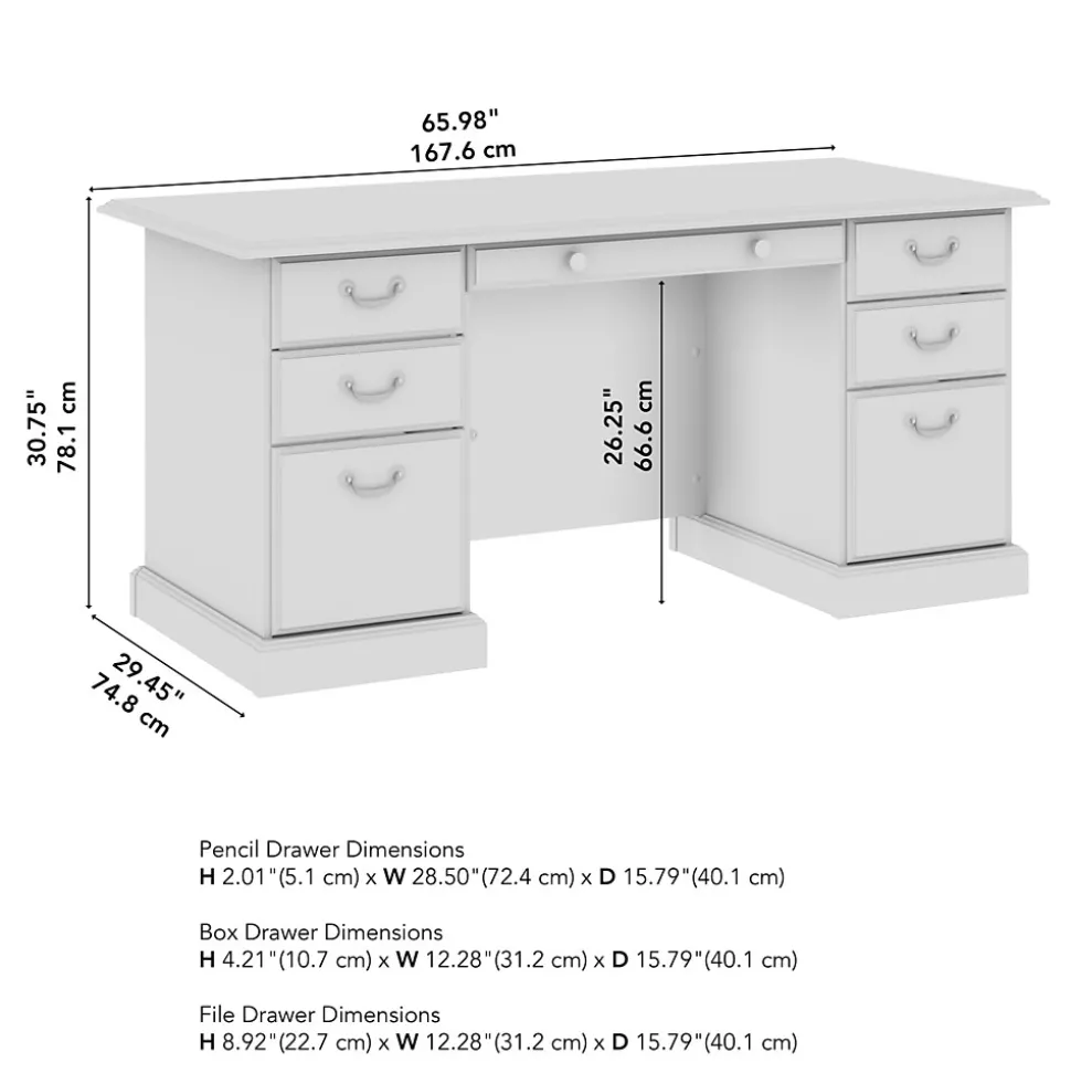 Bush Business Furniture 66"W Arlington Executive Desk with Drawers, Harvest Cherry (WC65566-03K)