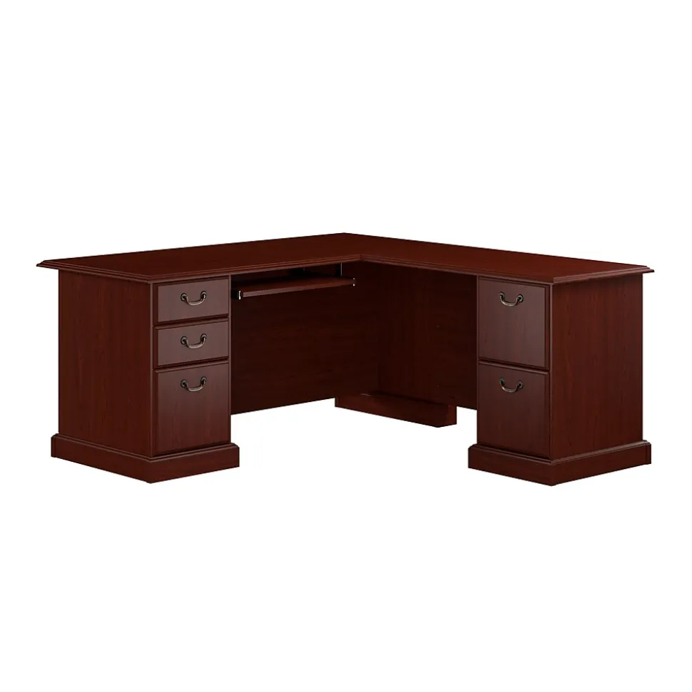 Bush Business Furniture 66"W Arlington L Shaped Desk with Drawers and Keyboard Tray, Harvest Cherry (WC65570-03K)
