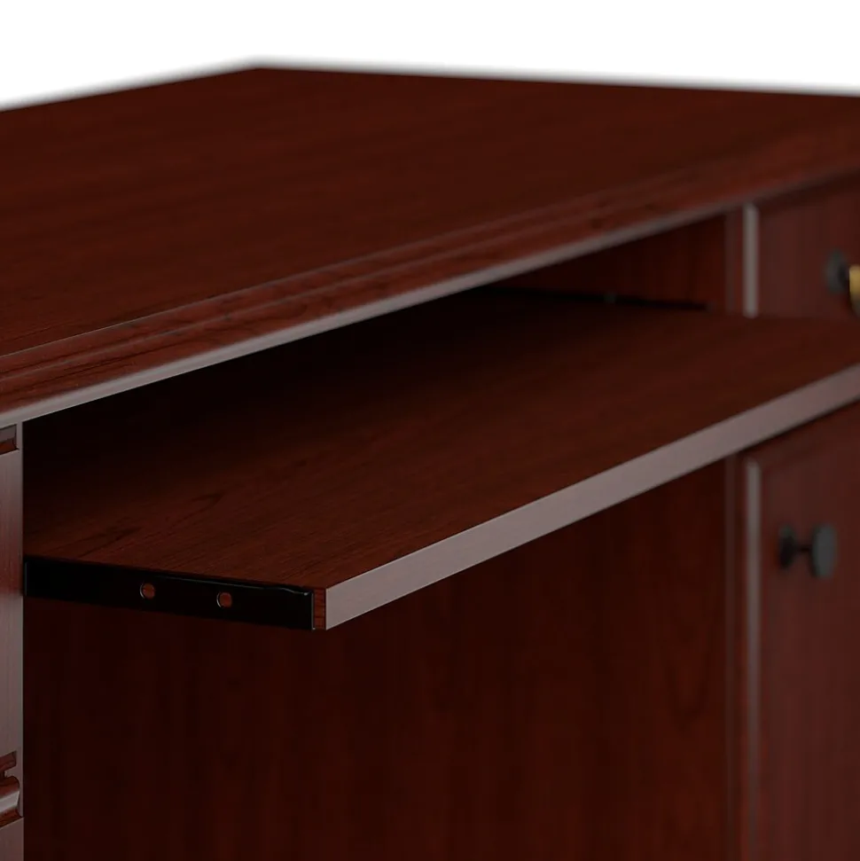 Bush Business Furniture 66"W Arlington L Shaped Desk with Drawers and Keyboard Tray, Harvest Cherry (WC65570-03K)