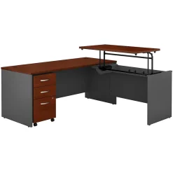 Bush Business Furniture Westfield 72"W 3 Position Sit to Stand L Desk with Mobile File Cabinet, Hansen Cherry (SRC125HCSU)