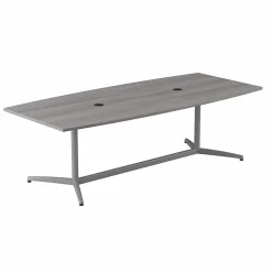 Bush Business Furniture 96W x 42D Boat Shaped Conference Table with Metal Base, Platinum Gray (99TBM96PGSVK)