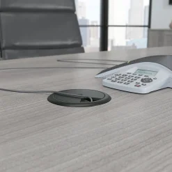 Bush Business Furniture 96W x 42D Boat Shaped Conference Table with Metal Base, Platinum Gray (99TBM96PGSVK)