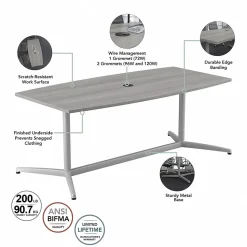 Bush Business Furniture 120W x 48D Boat Shaped Conference Table with Metal Base, Platinum Gray (99TBM120PGSVK)