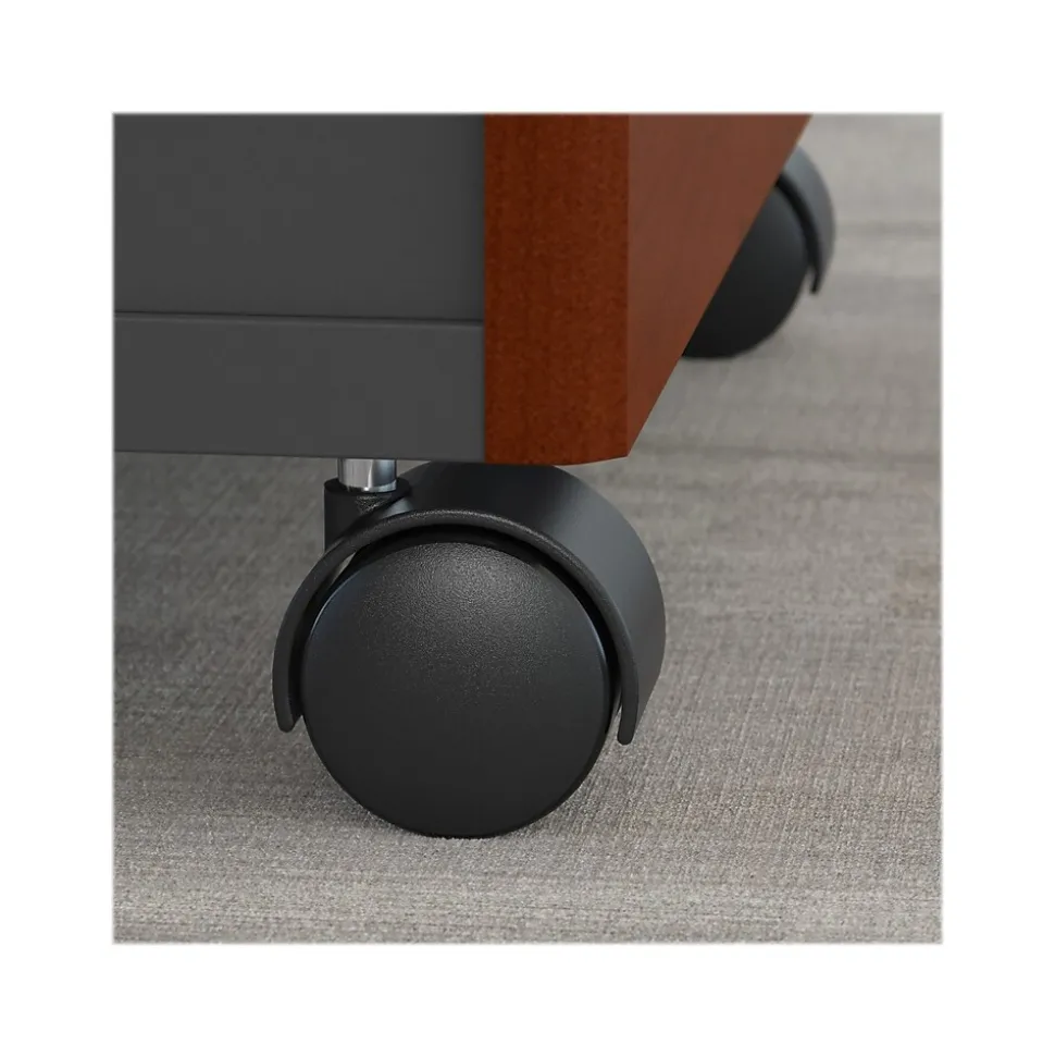 Bush Business Furniture Westfield 66"W L Shaped Desk with Return and File Cabinet, Hansen Cherry/Graphite Gray (SRC083HCSU)