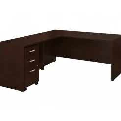 Bush Business Furniture Westfield 66"W L Shaped Desk with Return and Mobile File Cabinet, Mocha Cherry (SRC083MRSU)