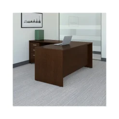 Bush Business Furniture Westfield 66"W L Shaped Desk with Return and Mobile File Cabinet, Mocha Cherry (SRC083MRSU)