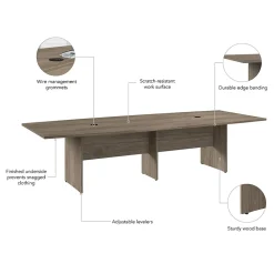 Bush Business Furniture 120W x 48D Boat Shaped Conference Table with Wood Base, Modern Hickory (99TB12048MHK)