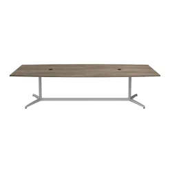 Bush Business Furniture 120W x 48D Boat Shaped Conference Table with Metal Base, Modern Hickory (99TBM120MHSVK)