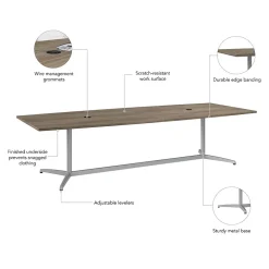 Bush Business Furniture 120W x 48D Boat Shaped Conference Table with Metal Base, Modern Hickory (99TBM120MHSVK)