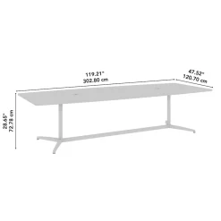 Bush Business Furniture 120W x 48D Boat Shaped Conference Table with Metal Base, Modern Hickory (99TBM120MHSVK)