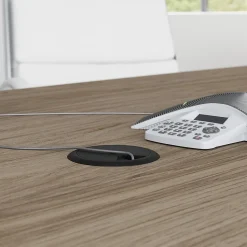 Bush Business Furniture 120W x 48D Boat Shaped Conference Table with Metal Base, Modern Hickory (99TBM120MHSVK)