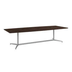 Bush Business Furniture 120W x 48D Boat Shaped Conference Table with Metal Base, Black Walnut (99TBM120BWSVK)