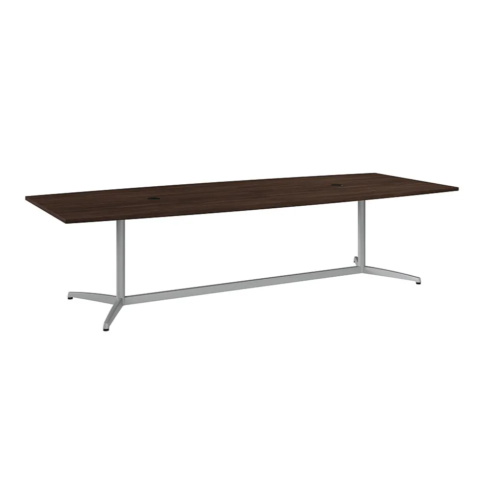 Bush Business Furniture 120W x 48D Boat Shaped Conference Table with Metal Base, Black Walnut (99TBM120BWSVK)