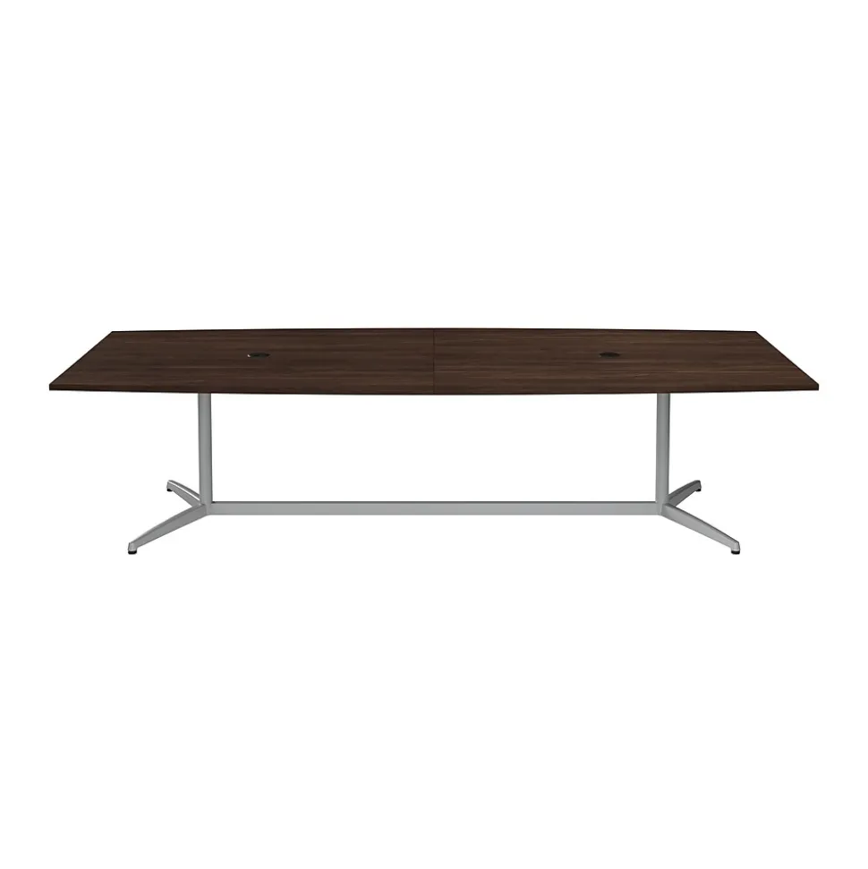 Bush Business Furniture 120W x 48D Boat Shaped Conference Table with Metal Base, Black Walnut (99TBM120BWSVK)