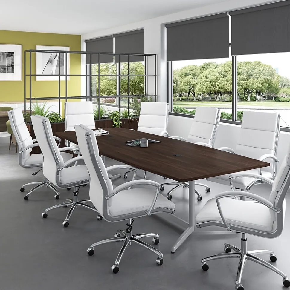 Bush Business Furniture 120W x 48D Boat Shaped Conference Table with Metal Base, Black Walnut (99TBM120BWSVK)