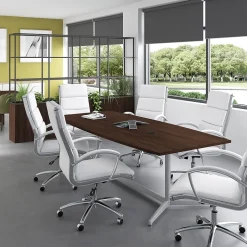 Bush Business Furniture 96W x 42D Boat Shaped Conference Table with Metal Base, Black Walnut (99TBM96BWSVK)