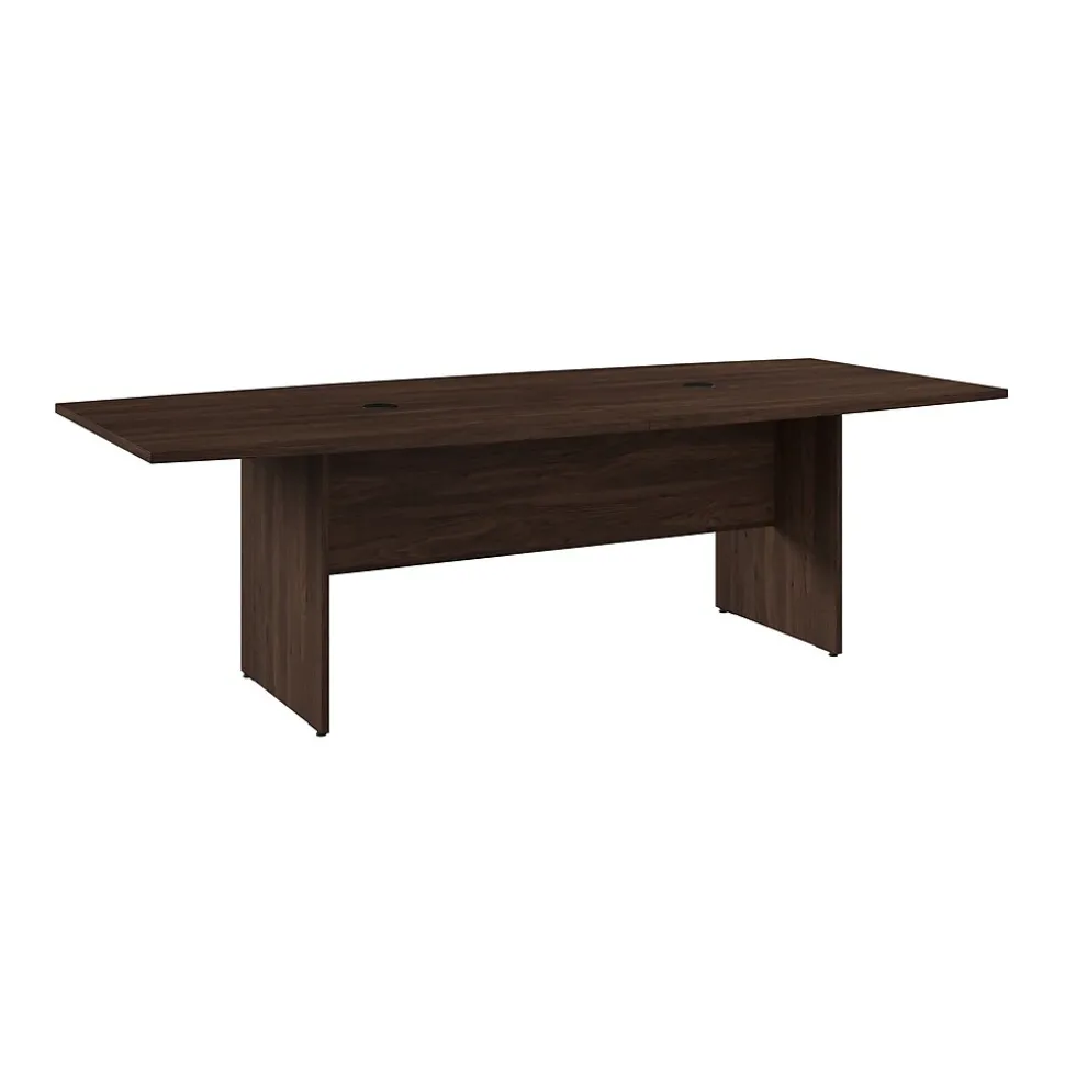 Bush Business Furniture 96W x 42D Boat Shaped Conference Table with Wood Base, Black Walnut (99TB9642BWK)