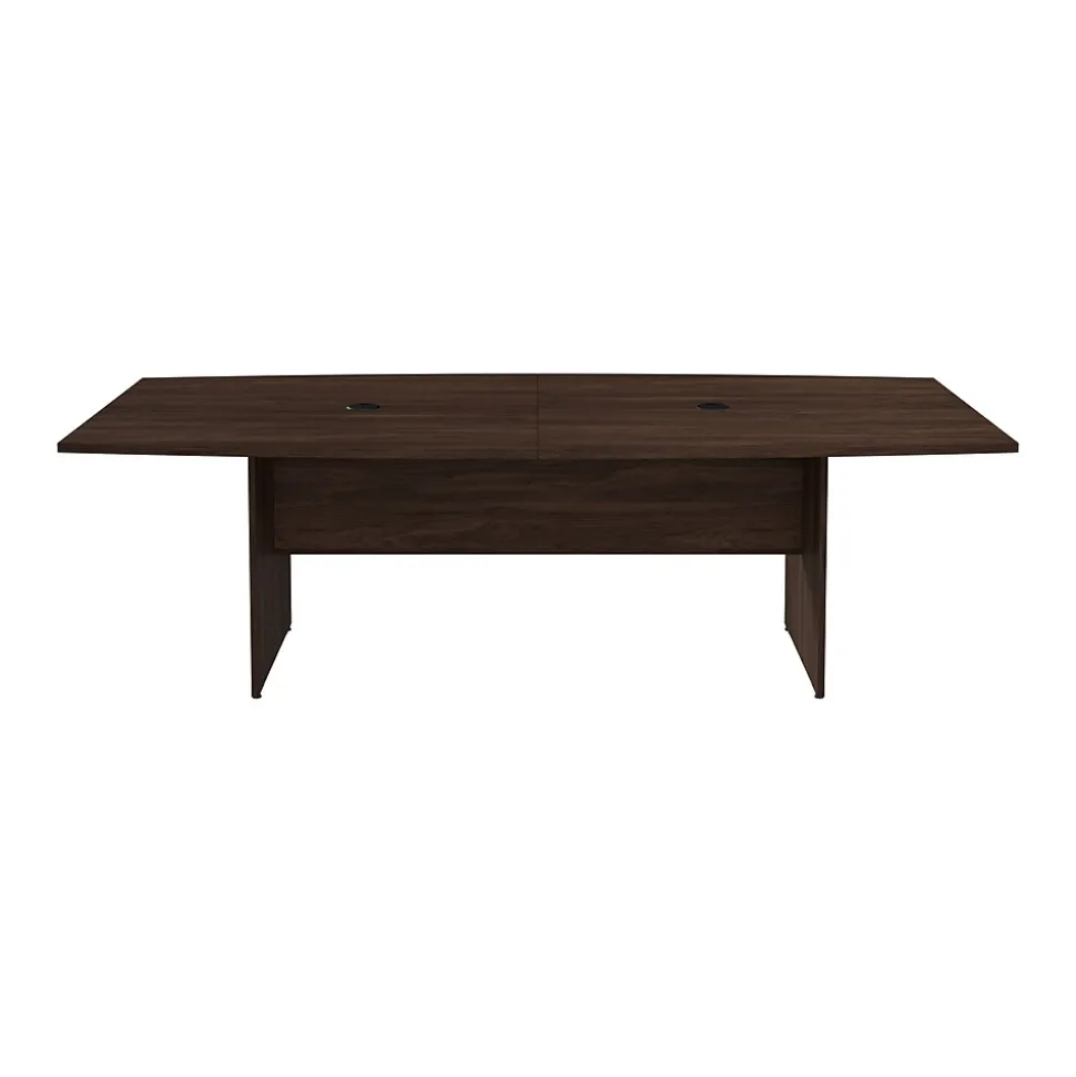 Bush Business Furniture 96W x 42D Boat Shaped Conference Table with Wood Base, Black Walnut (99TB9642BWK)