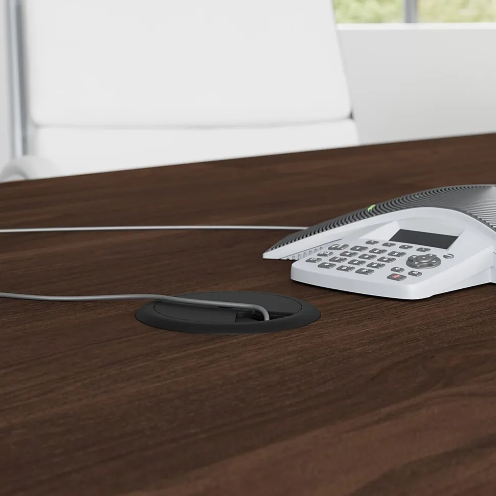 Bush Business Furniture 96W x 42D Boat Shaped Conference Table with Wood Base, Black Walnut (99TB9642BWK)