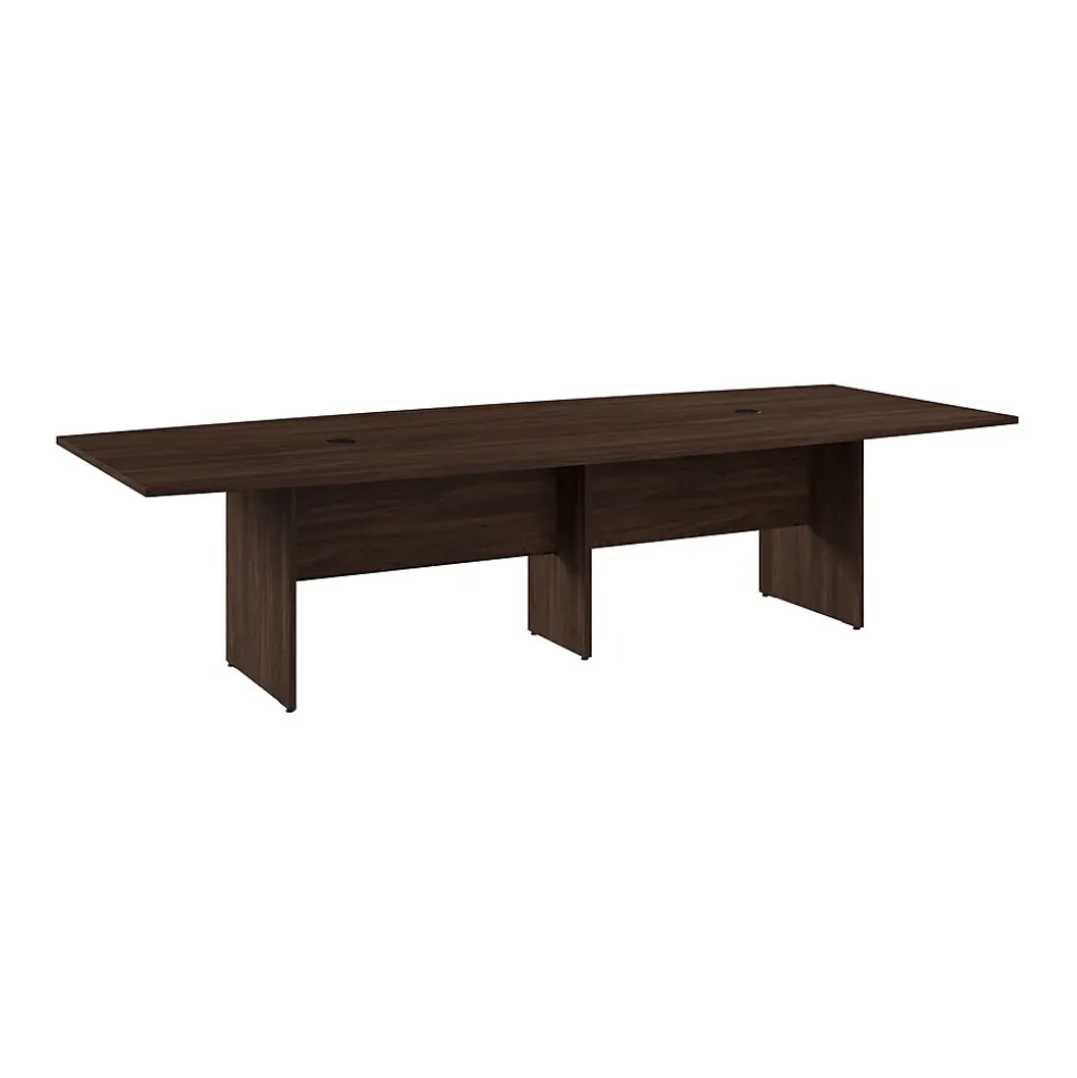 Bush Business Furniture 120W x 48D Boat Shaped Conference Table with Wood Base, Black Walnut (99TB12048BWK)