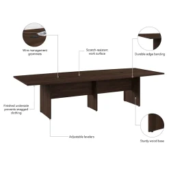 Bush Business Furniture 120W x 48D Boat Shaped Conference Table with Wood Base, Black Walnut (99TB12048BWK)