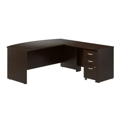 Bush Business Furniture Westfield 72W Bow Front L Shaped Desk with 42W Return and Mobile File Cabinet, Mocha Cherry (SRC167MRSU)