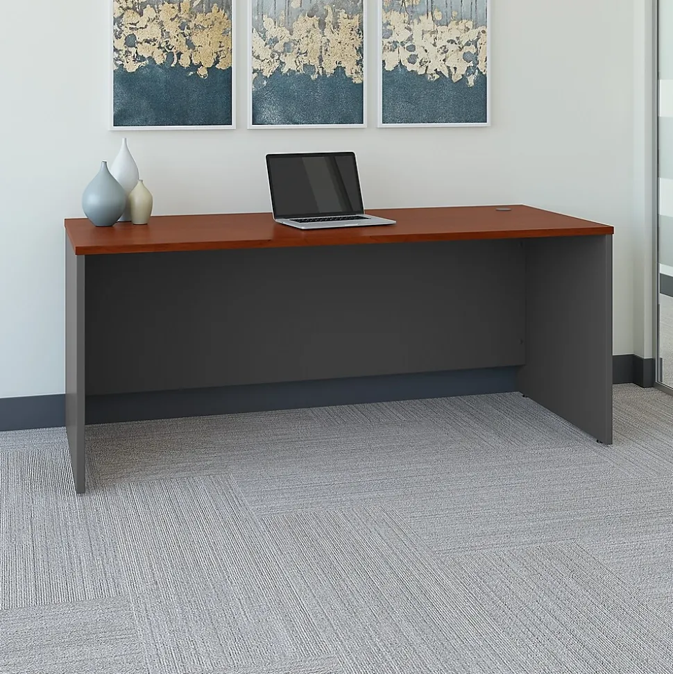 Bush Business Furniture Westfield 72"W Office Desk, Hansen Cherry/Graphite Gray (WC24436)