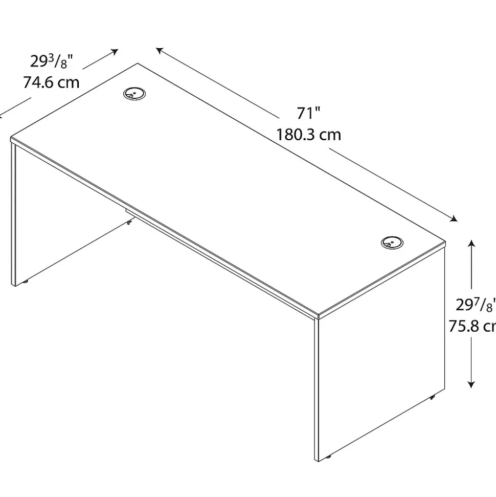 Bush Business Furniture Westfield 72"W Office Desk, Hansen Cherry/Graphite Gray (WC24436)